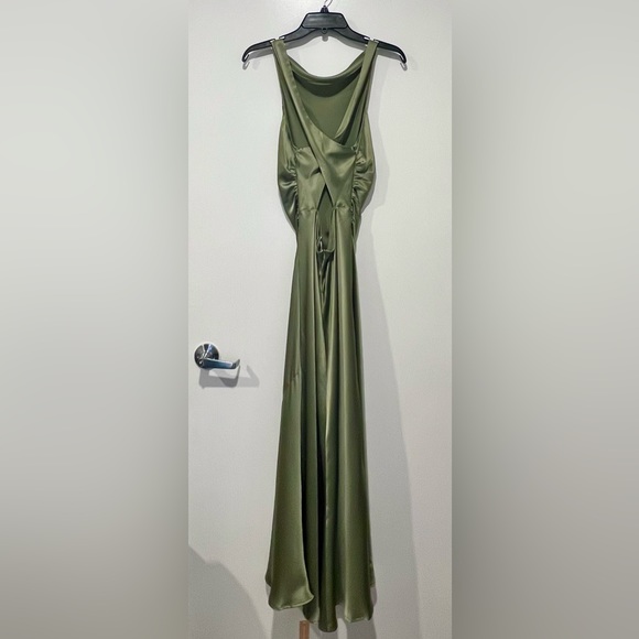 Reformation Casette Silk Dress, Artichoke 8, Occasion Wedding - Picture 8 of 9